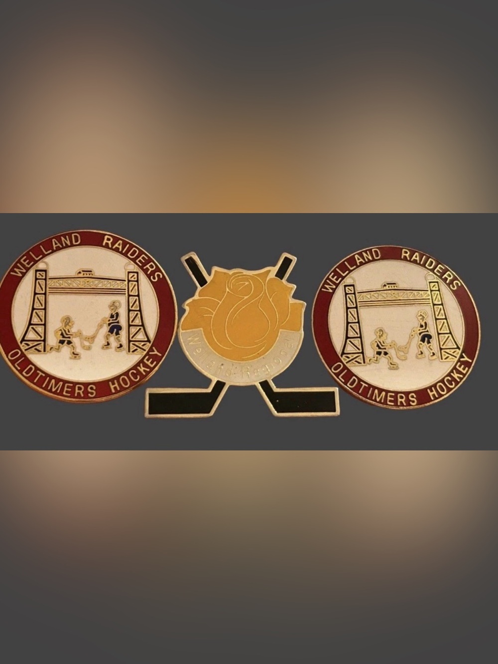 Welland Ontario Canada Regionals / Raiders Old Timers Hockey Vintage Pins